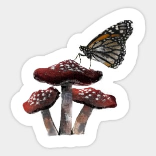 Monarch Butterfly & Mushrooms | Cottagecore | Dark Academia Gift Sticker